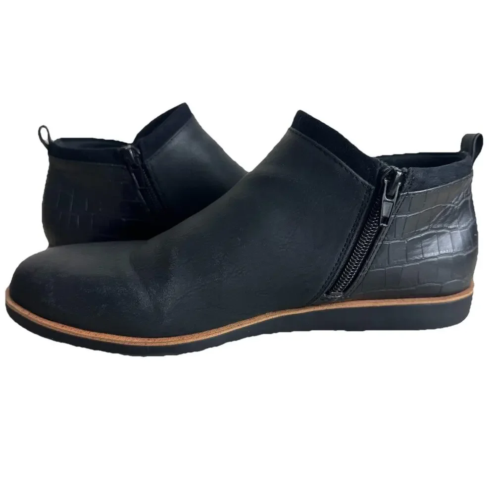 LifeStride Women's Black Zion Faux Leather Booties Shoe Size 8 M